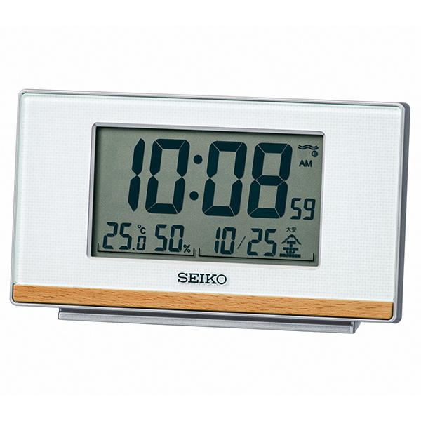 パネル ニューアートフレーム ナチュラル SEIKO セイコー SQ799B 温湿度表示付き デジタル 電波時計 木目 