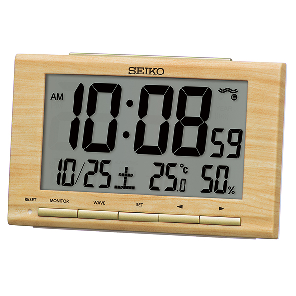 パネル ニューアートフレーム ナチュラル SEIKO セイコー SQ799B 温湿度表示付き デジタル 電波時計 木目 
